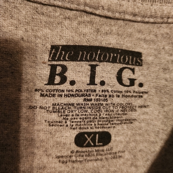 The Notorious B.I.G Graphic Hip Hop Rap Short Sleeve T-Shirt Size XL - Picture 3 of 7